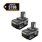RYOBI ONE+ 18V Lithium-Ion 4.0 Ah Battery (2-Pack) $69