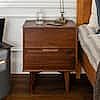 Sloane 2-Drawer Walnut Mid-Century Modern Solid Wood Nightstand $27 and more