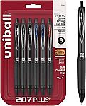 Uni-Ball 207PLUS+ Gel, 0.7MM, Asst Bus, 6pk $4.35
