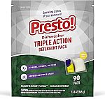 90 Count Presto! Triple Action Dishwasher Pacs Fresh Scent $9.78