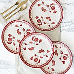 Sofia Home Red Set of 4 Round Stoneware Dinner Plates $8.39 and more