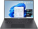 LG gram  16” WQXGA Ultra-Slim Laptop (i7-1165G7 16GB 1TB SSD Black) $939