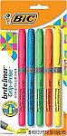 5-Count BIC Brite Liner Chisel Tip Highlighters w/ Rubber Grip (Assorted Colors) $1.32