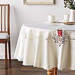 Seasonal Candles Vintage Holiday Embroidered Design Tablecloths $5.42