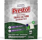 Amazon Brand - 90-ct Presto! Triple Action Dishwasher Pacs $10.42