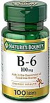 100-Count Nature's Bounty Vitamin B6 100mg Tablets $3.35