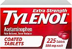 225 Count Tylenol Extra Strength Pain Reliever & Fever Reducer 500 mg Acetaminophen $12.34