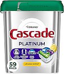 59-Count Cascade Platinum Dishwasher Pods (Lemon) $11