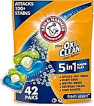 42 Count Arm & Hammer Plus OxiClean 5-in-1 Laundry Detergent Power Paks $5.56
