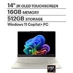 Lenovo Yoga 7 2-in-1 Copilot+ PC Laptop: 14" 2K OLED Touch, Ryzen AI 5 340, 16GB, 512GB $499.99