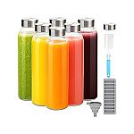 6-Pk 18-Oz Zukro Glass Juice Bottles w/ Lids, Funnel and Stick Ice Tray $15.99