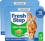 2-pack 18.5 lb Fresh Step Advanced Odor Shield Clumping Cat Litter with Gain $19