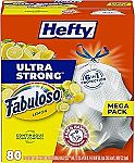 80-Ct Hefty Ultra Strong 13 Gallon Trash Bags (Fabuloso Lemon) $9