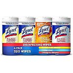 4-Pack 80-Count Lysol Disinfecting Wipes (Variety Pack) $9.02