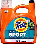 132-Oz Tide Ultra Sport Liquid Laundry Detergent (94 Loads) (4 for $32.17)