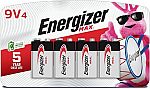 4-Pack Energizer MAX 9V Batteries $7