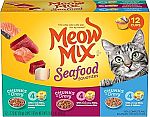 12-Ct 2.75-Oz Meow Mix Seafood Favorites Chunks in Gravy Wet Cat Food Variety Pack $4
