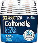 32-Pack 353-Sheet Cottonelle Toilet Paper Family Mega Rolls $22.61