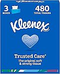 3 Boxes 160 Count Kleenex Trusted Care Facial Tissues $4.34