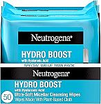 2-Pack 25-Count Neutrogena Hydro Boost Micellar Cleansing Wipes $7.18
