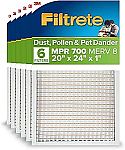6-pack Filtrete 20x24x1 AC Furnace Air Filter, MPR 700, MERV 8 $23.55