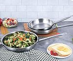 3-Pc Amazon Basics Stainless Steel Aluminum-Clad Fry Pan Set (8", 9.5" & 12") $28.66