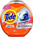 32-Count Tide PODS Laundry Detergent (Downy April Fresh) (4X for  $37.85) + Free Shipping