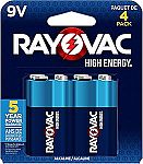 4-Count Rayovac 9V Batteries $3.67