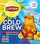 22 Count Lipton Cold Brew Iced Tea Bags, Family Size $2