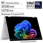HP OmniBook 7 Flip 16" 2-in-1 3K OLED Touchscreen AI Laptop (Ultra 7 258V, 32GB, 1TB) $999.99