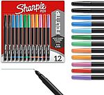 12-Count Sharpie Felt Tip Pens (Fine Point, 0.4mm, Assorted Colors) $9.40