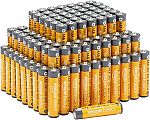 100-Pack Amazon Basics  Alkaline Batteries $21 AA, $23 AAA