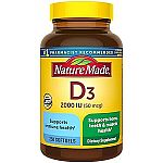 250-Ct Nature Made Vitamin D3 2000 IU Softgels $6.87