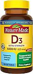 180-Count Nature Made Vitamin D3 125 mcg 5000 IU Softgels $7.78